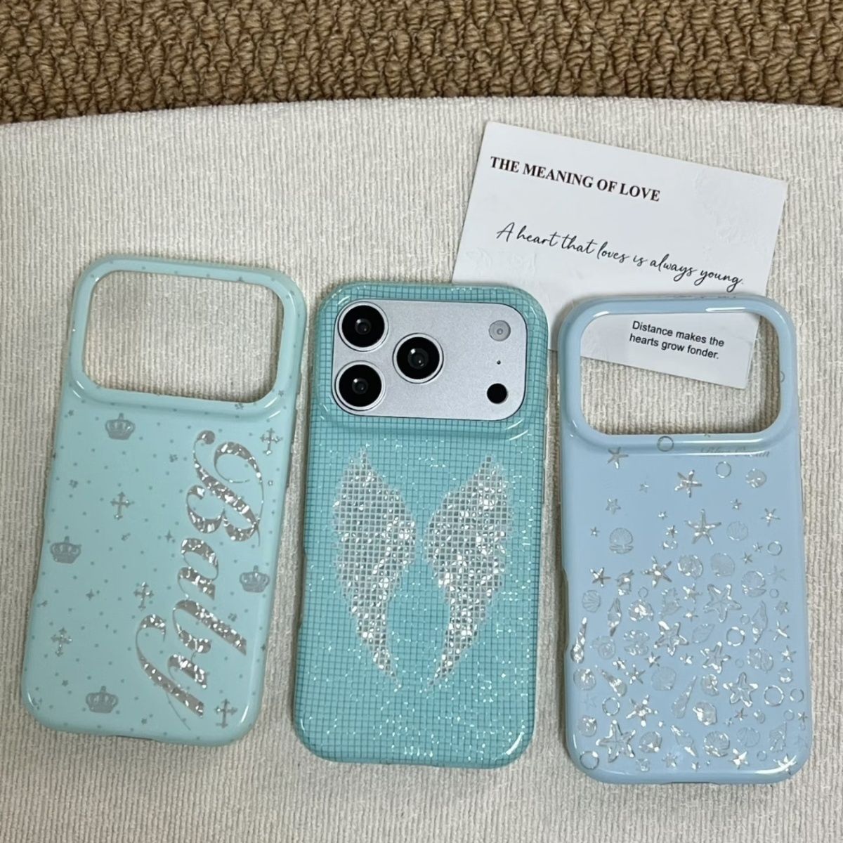 Phone Accessories List - Koreanische Mintfarbene Handyhülle mit englischem Kreuz