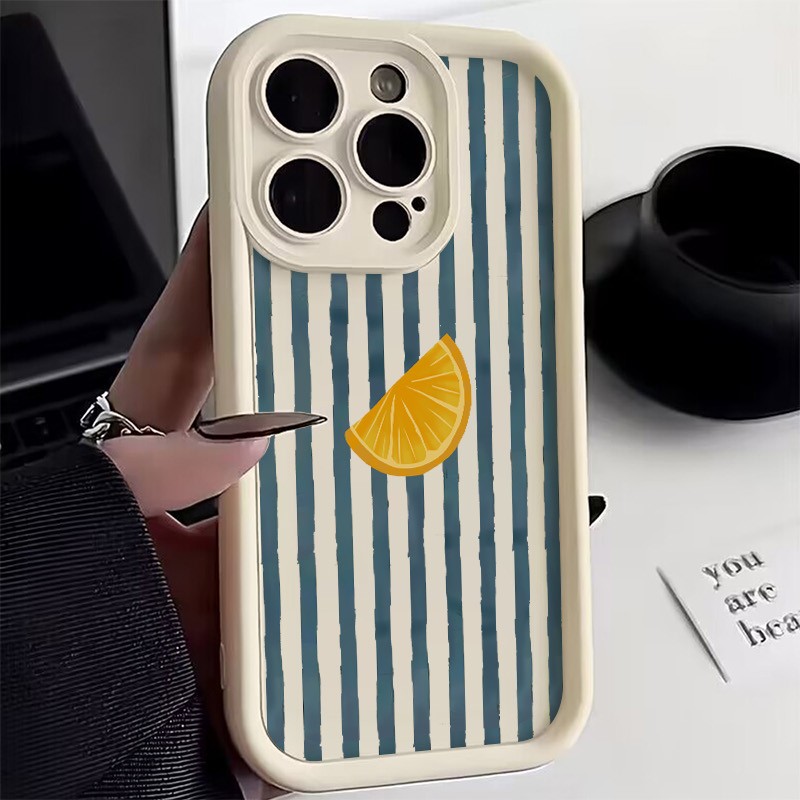 Phone Accessories List - Gestreifte Zitronenscheiben-Muster-Handyhülle für iPhone 17 16