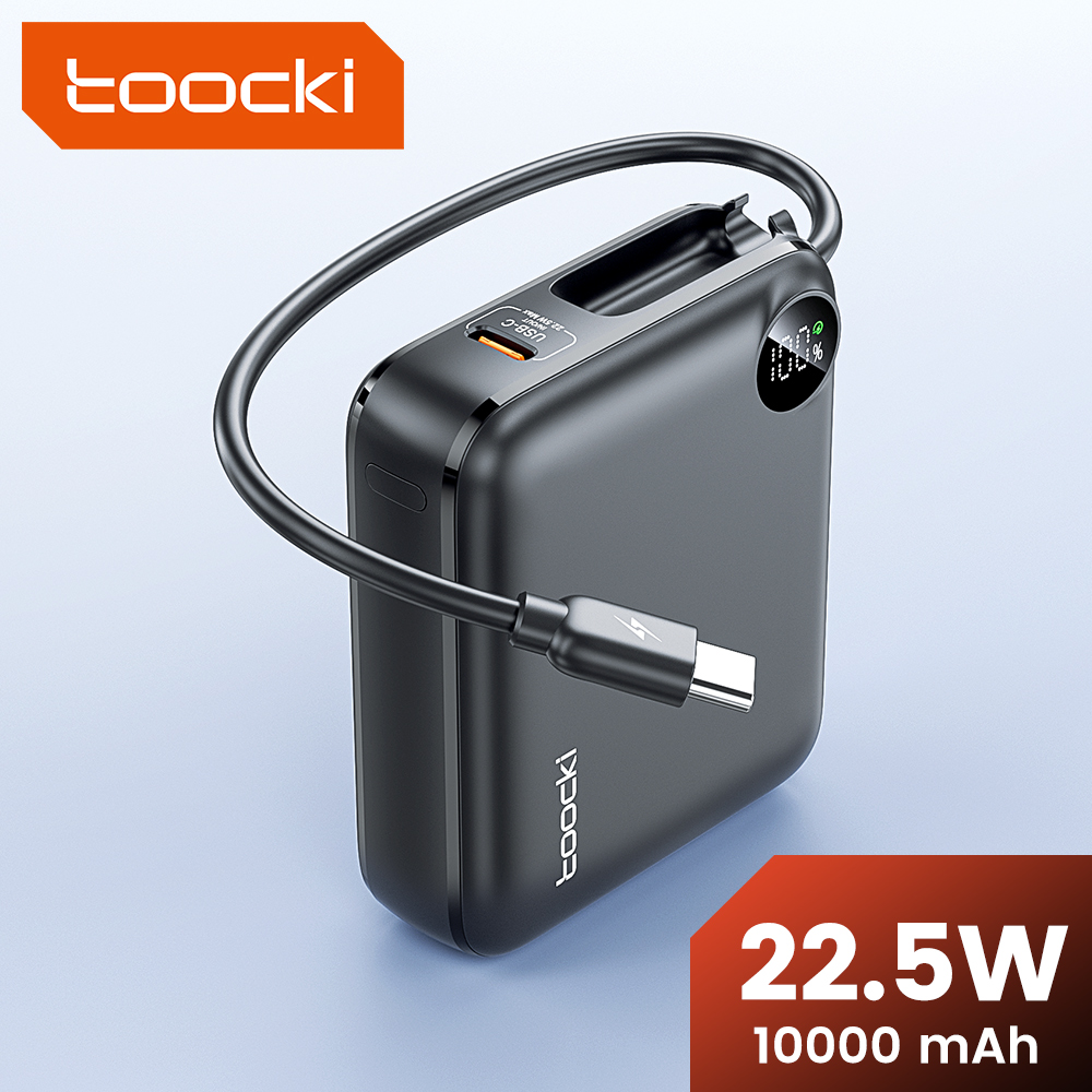 Portable Charger 20000Mah - Toocki Tragbare PowerBank, integriertes USB-C-Kabel, 10000/20000
