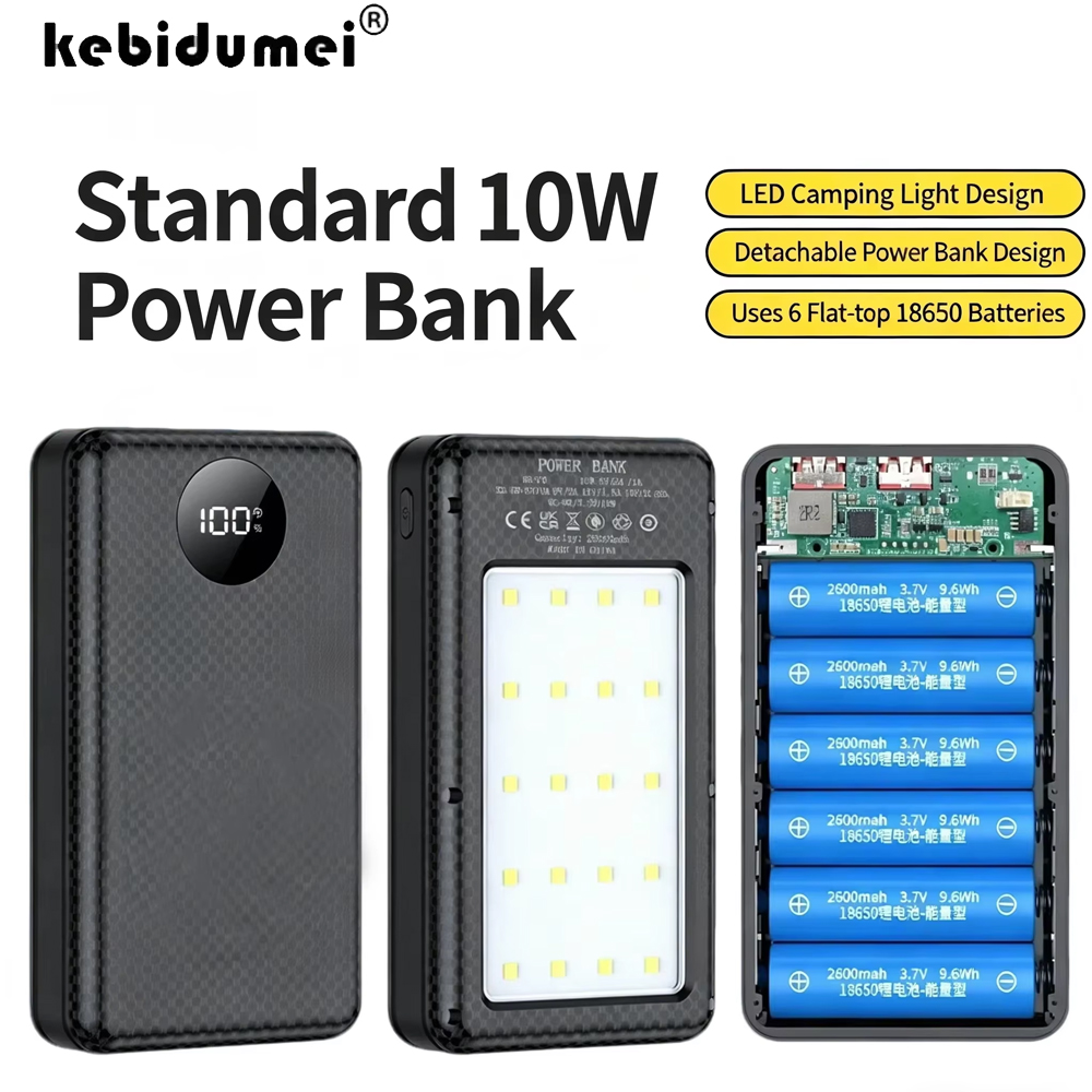 Portable Charger 20000Mah - KEBIDUMEI 6*18650 20000mAh Powerbank-Gehäuse 10W Schnelles
